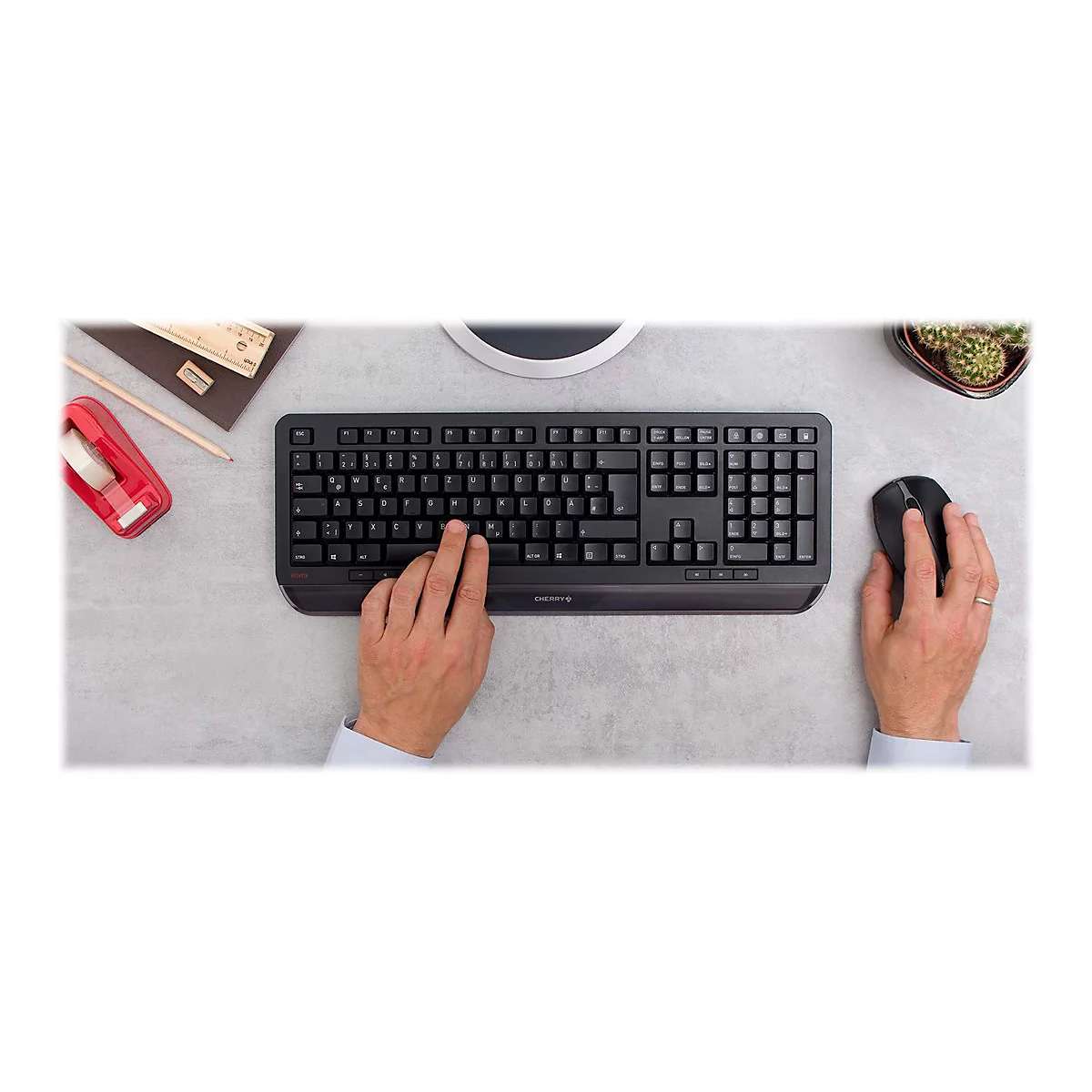 CHERRY GENTIX DESKTOP - Tastatur-und-Maus-Set - Belgien - Schwarz
