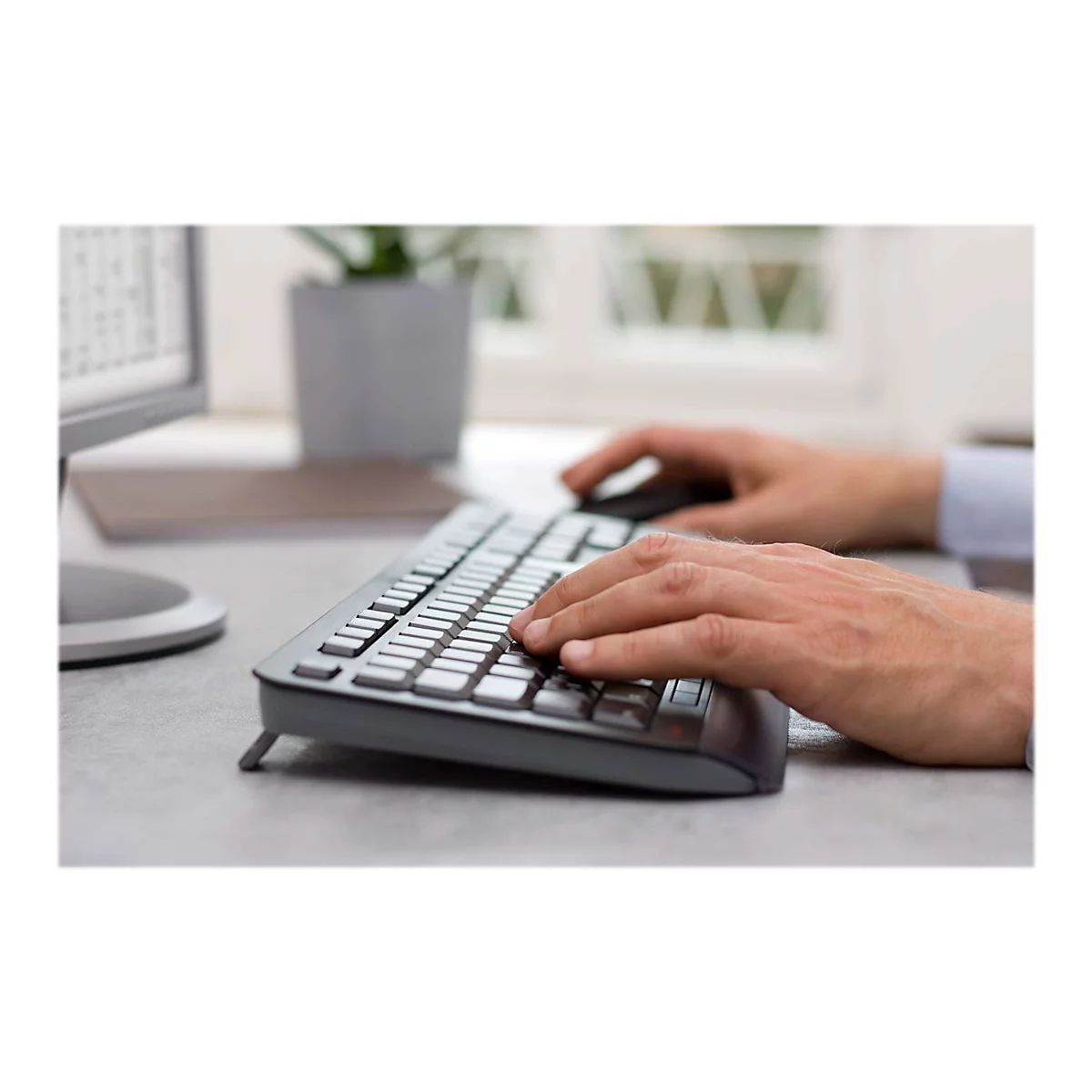 CHERRY GENTIX DESKTOP - Tastatur-und-Maus-Set - US mit Euro-Symbol - Schwarz