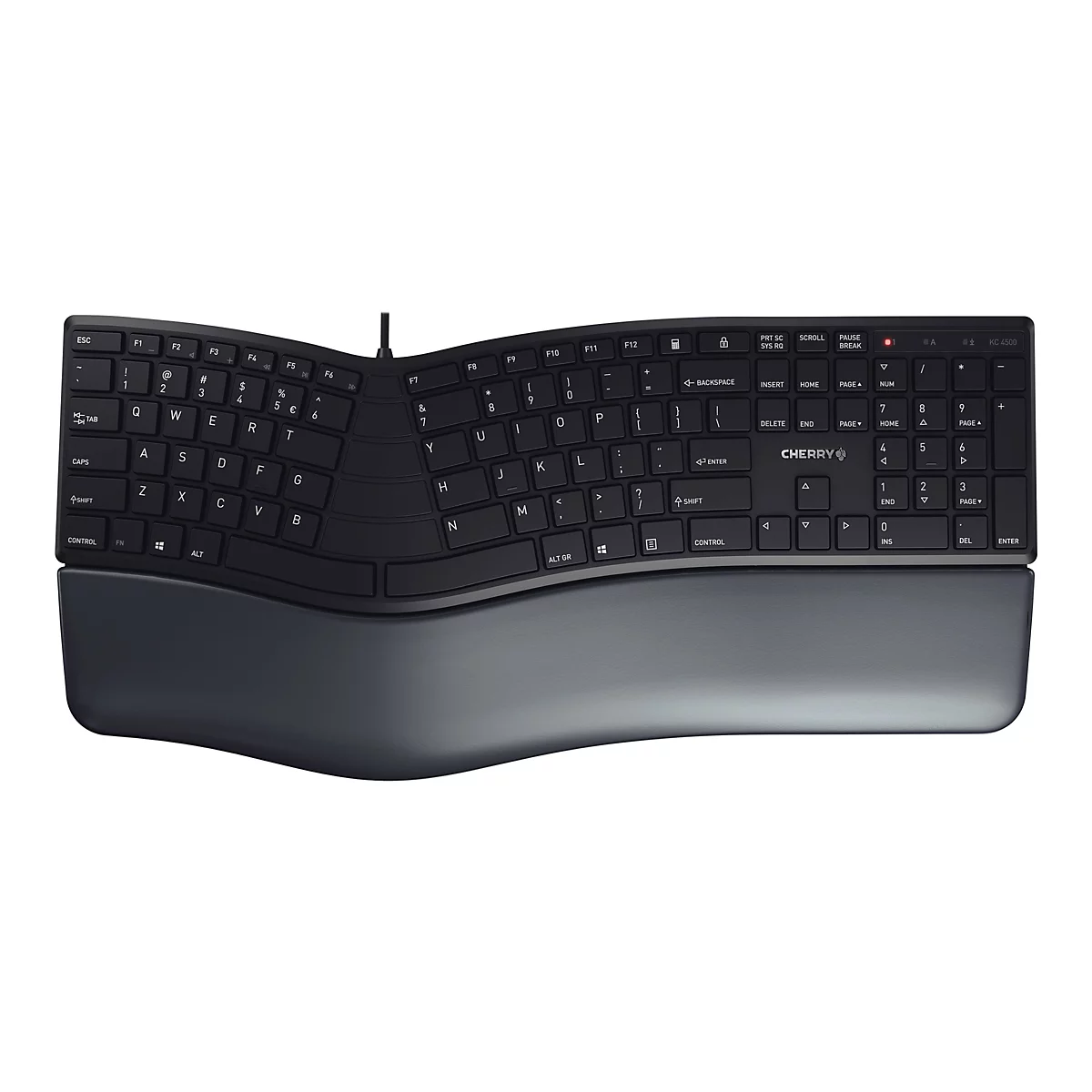 CHERRY KC 4500 ERGO - Tastatur - QWERTY - US mit Euro-Symbol - Schwarz