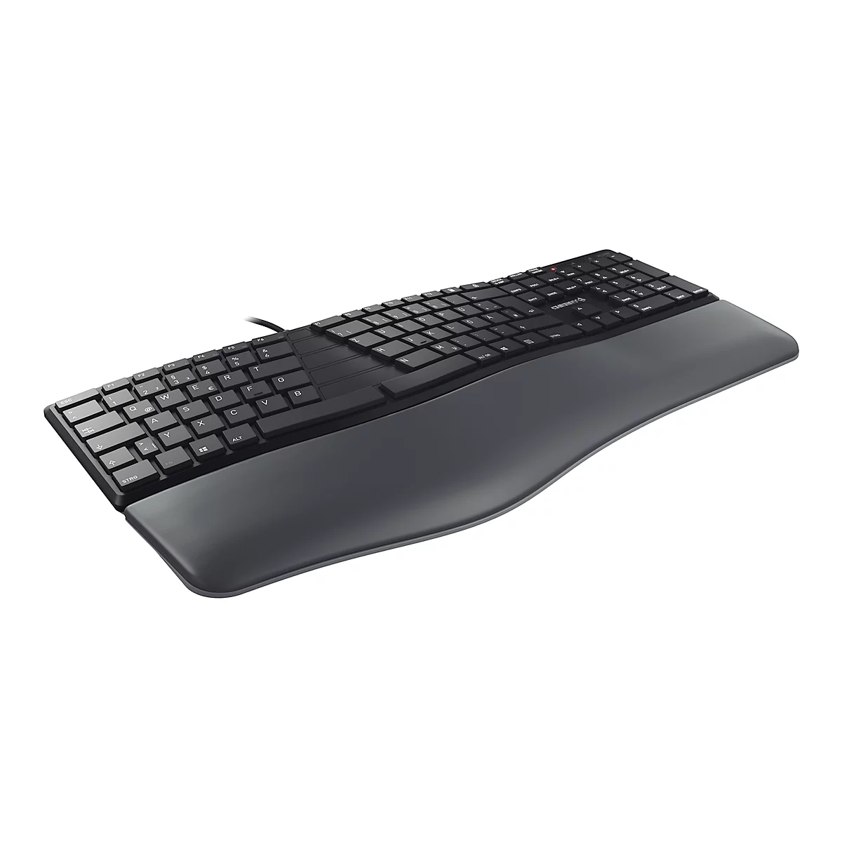 Cherry Keyboard KC 4500 ERGO, Duitse toetsenbordindeling, USB, ergonomisch gevormd, gevoerde handpalmsteun, kantelbaar, met USB-kabel, zwart