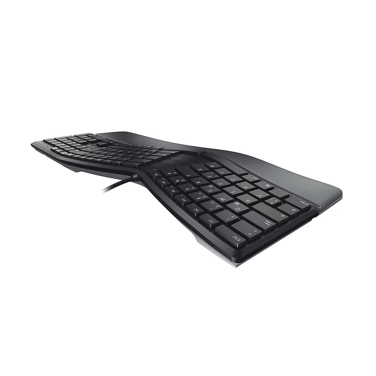 Cherry Keyboard KC 4500 ERGO, Duitse toetsenbordindeling, USB, ergonomisch gevormd, gevoerde handpalmsteun, kantelbaar, met USB-kabel, zwart