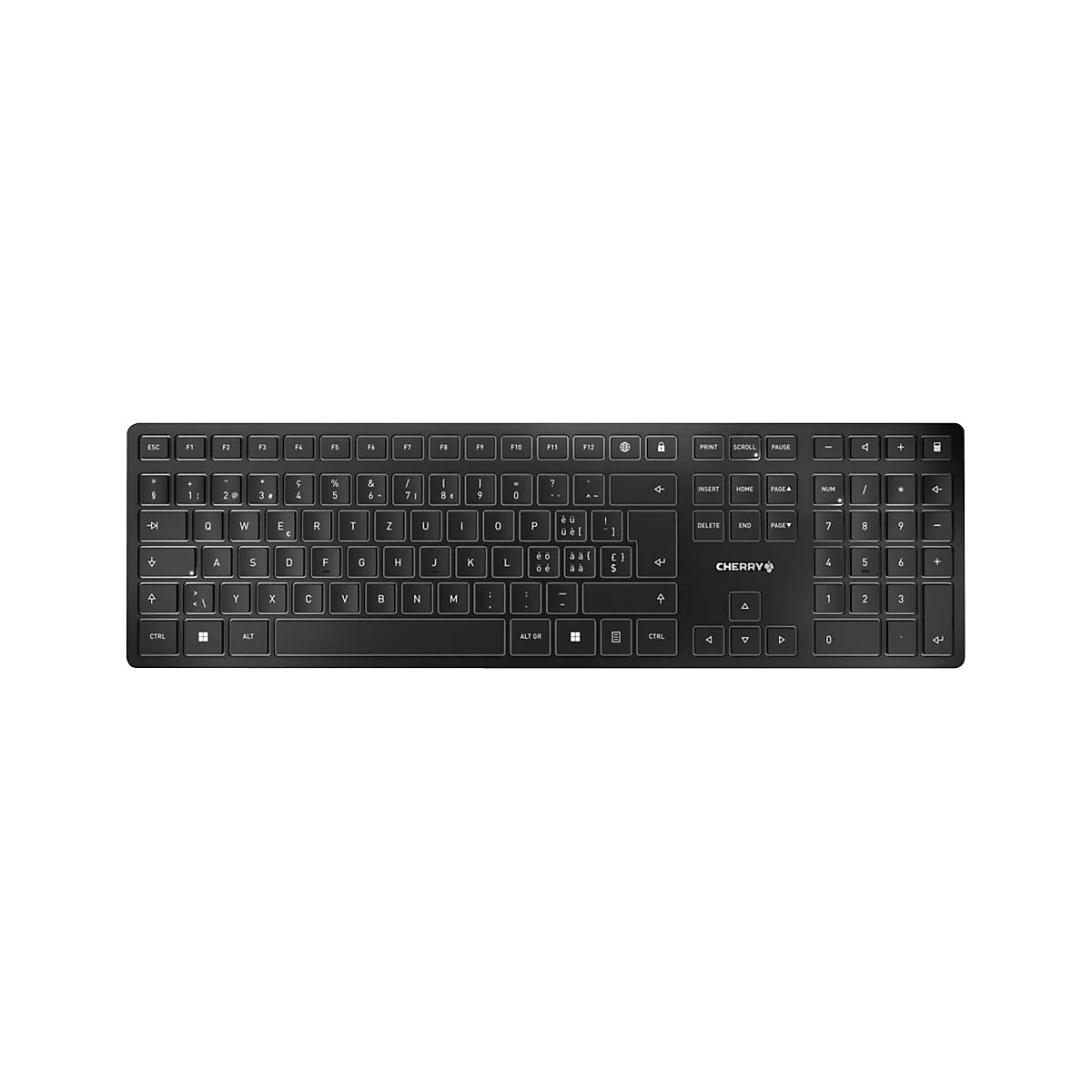 CHERRY KW 9100 SLIM - Tastatur - kabellos - 2.4 GHz, Bluetooth 4.0 - Schweiz - Tastenschalter: CHERRY SX