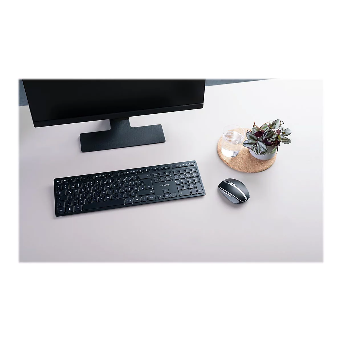 CHERRY KW 9100 SLIM - Tastatur - kabellos - 2.4 GHz, Bluetooth 4.0 - Schweiz - Tastenschalter: CHERRY SX