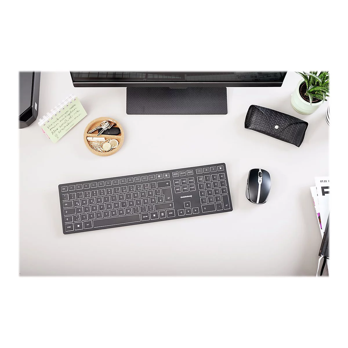 CHERRY KW 9100 SLIM - Tastatur - kabellos - 2.4 GHz, Bluetooth 4.0 - Schweiz - Tastenschalter: CHERRY SX