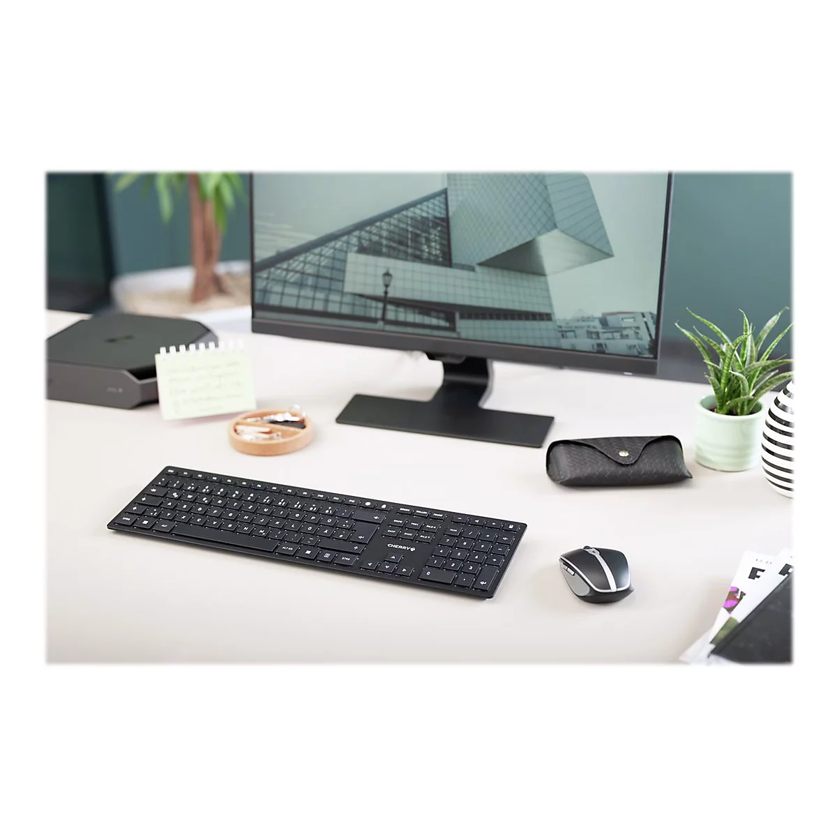 CHERRY KW 9100 SLIM - Tastatur - kabellos - 2.4 GHz, Bluetooth 4.0 - Schweiz - Tastenschalter: CHERRY SX