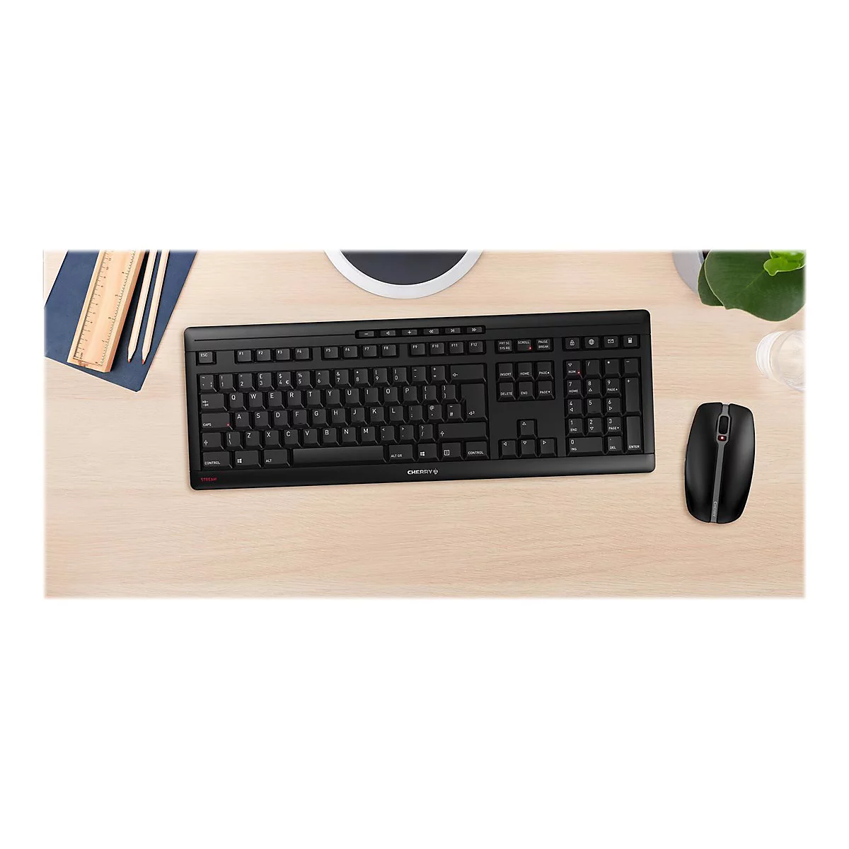 CHERRY STREAM DESKTOP - Tastatur-und-Maus-Set - kabellos - 2.4 GHz - Pan-Nordic - Tastenschalter: CHERRY SX