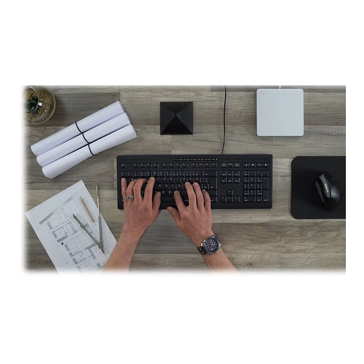 CHERRY STREAM KEYBOARD - Tastatur - QWERTY - US mit Euro-Symbol - Schwarz