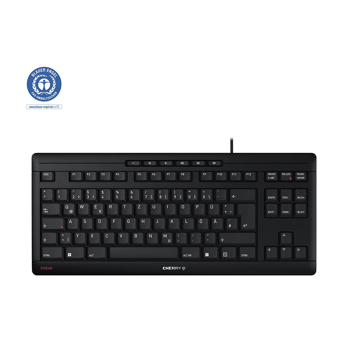 CHERRY STREAM KEYBOARD TKL - Tastatur - QWERTZ - Deutsch - Schwarz