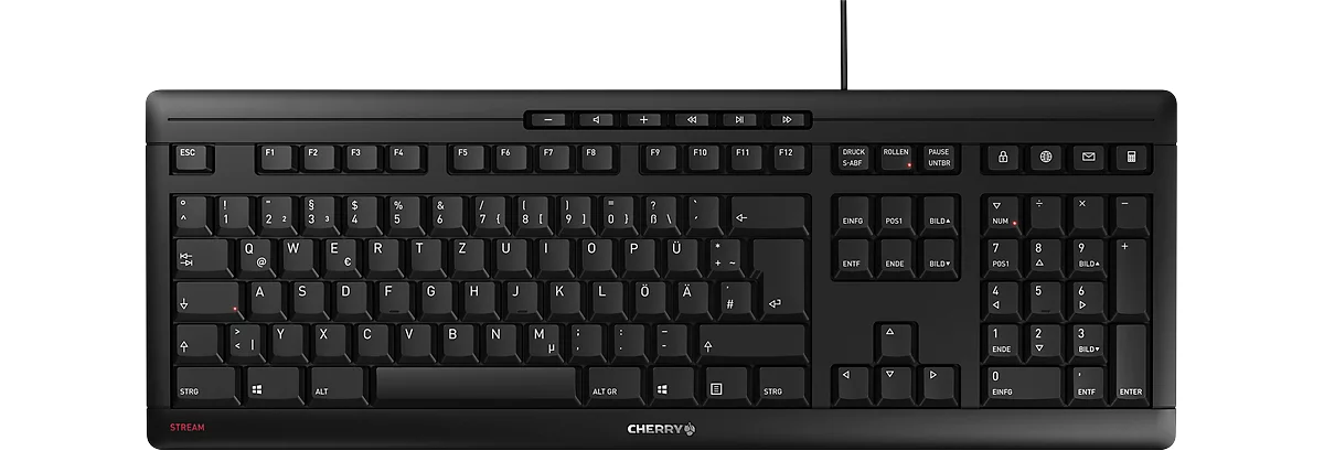 Cherry Stream Tastatur JK-8500 DE-2, flach, leise, SX-Scherenmechanik, schwarz