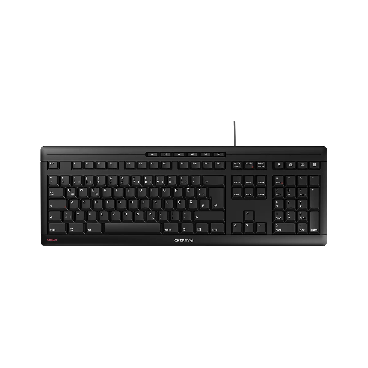 Cherry Stream toetsenbord JK-8500 DE-2, QWERTZ, plat, stil, SX-schaarmechanisme, zwart