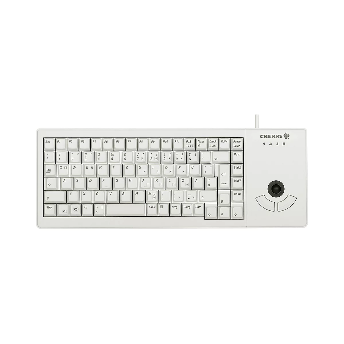 Cherry Tastaur XS Trackball Keyboard G84-5400, QWERTZ, met 2 muisknoppen, USB-poort, lichtgrijs