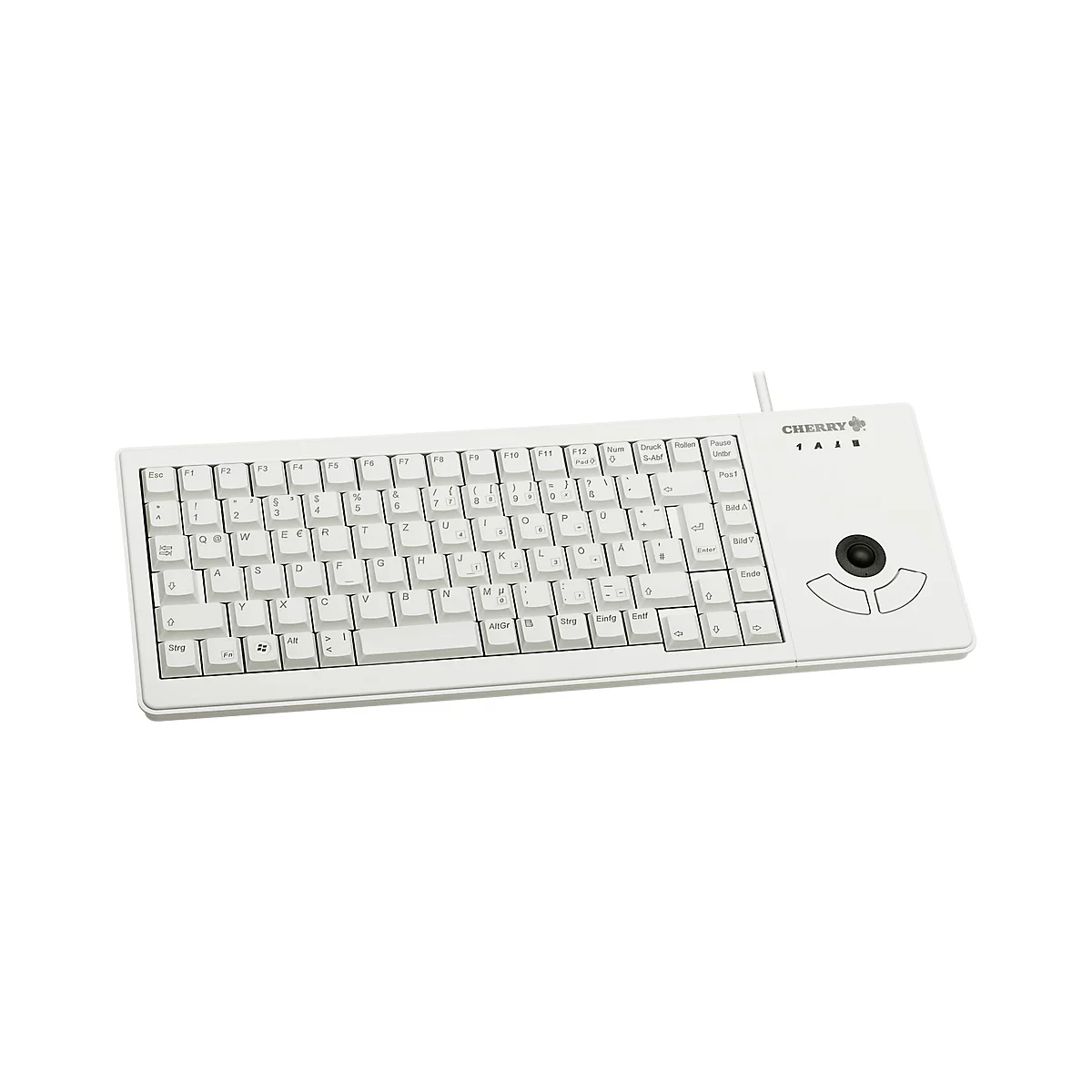 Cherry Tastaur XS Trackball Keyboard G84-5400, QWERTZ, mit 2 Maustasten, USB-Anschluss, hellgrau