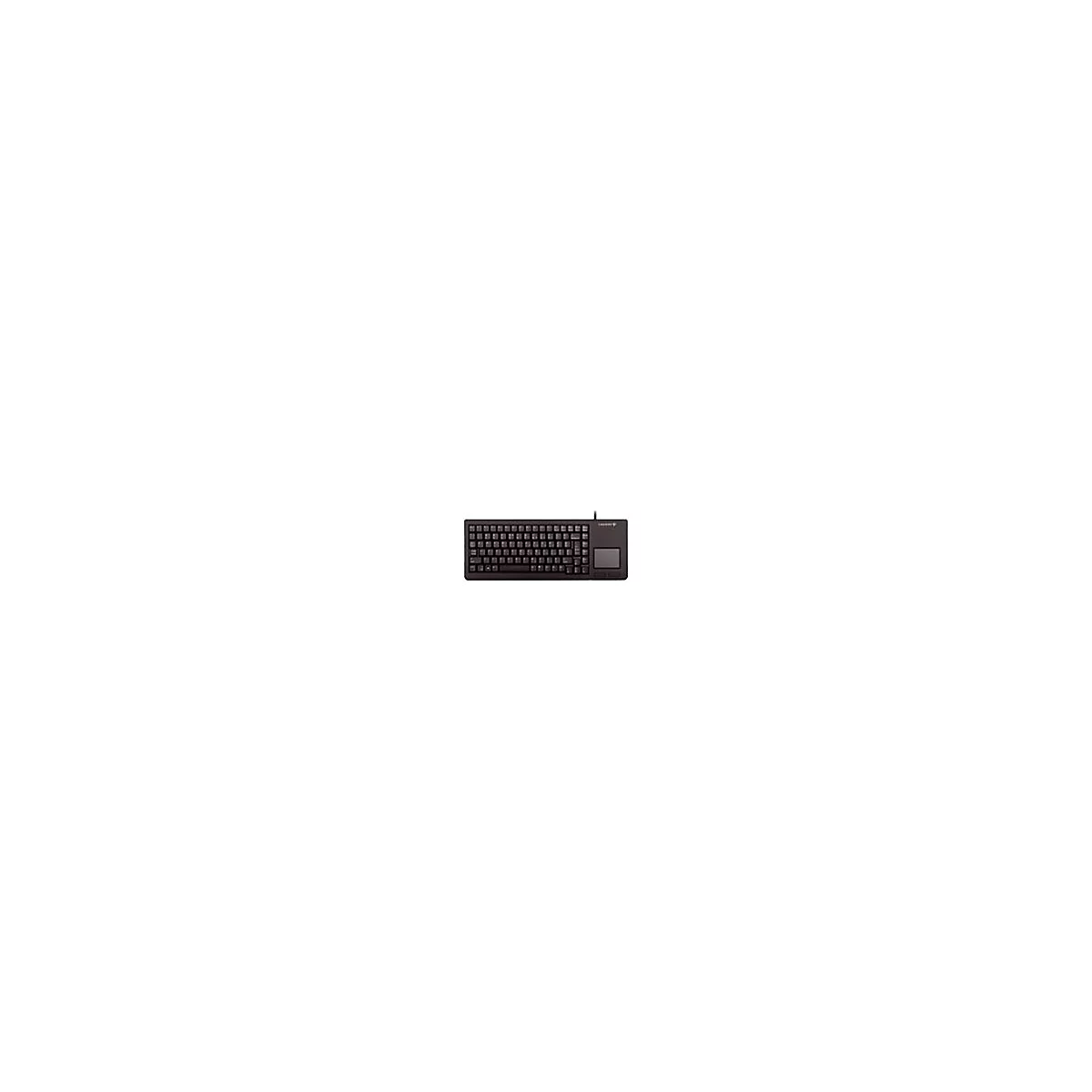 Schwarze Tastatur mit Touchpad, Cherry-Logo.