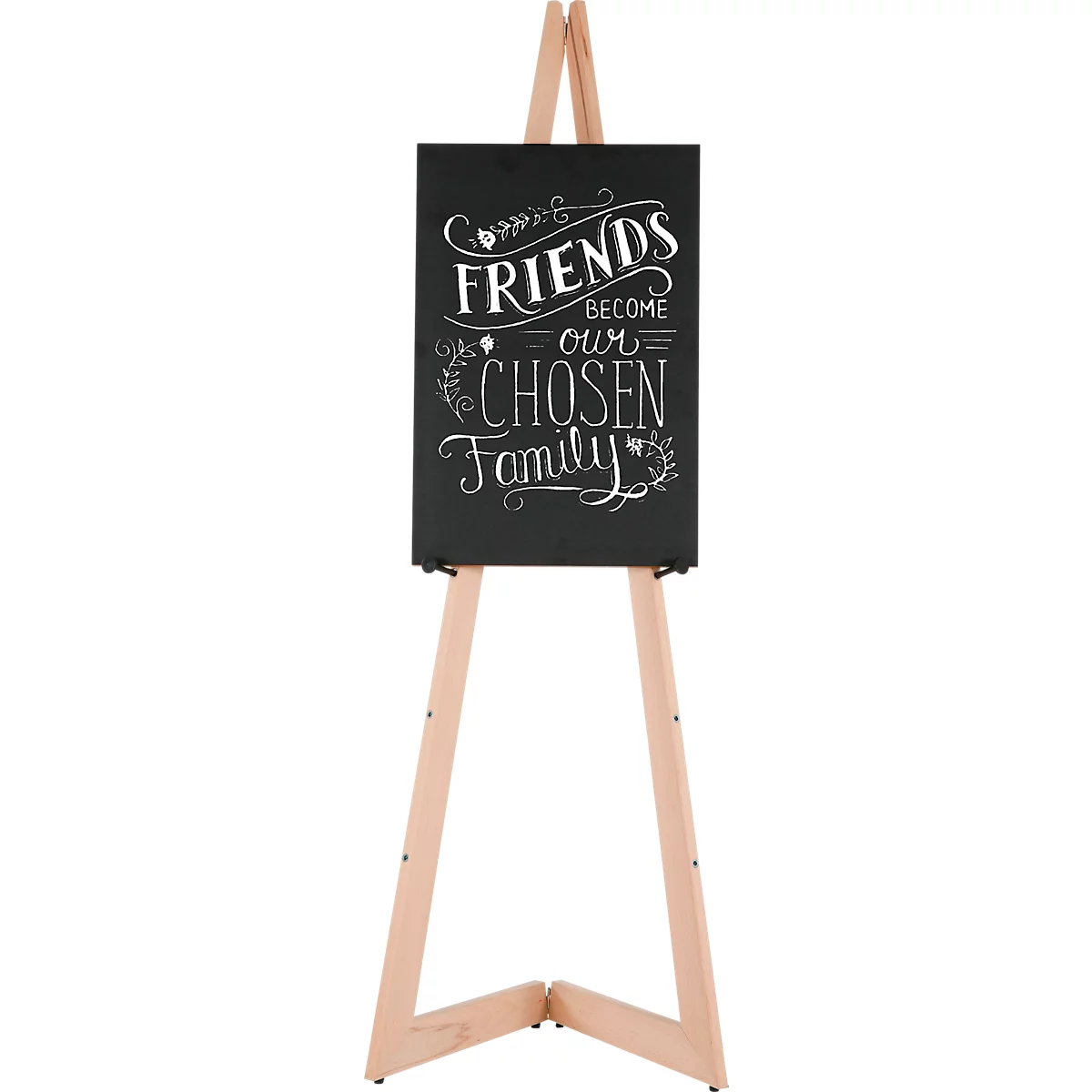 Chevalet de présentation – bois - l. 536 x P 309 x H 1500 mm - repliable - hêtre naturel