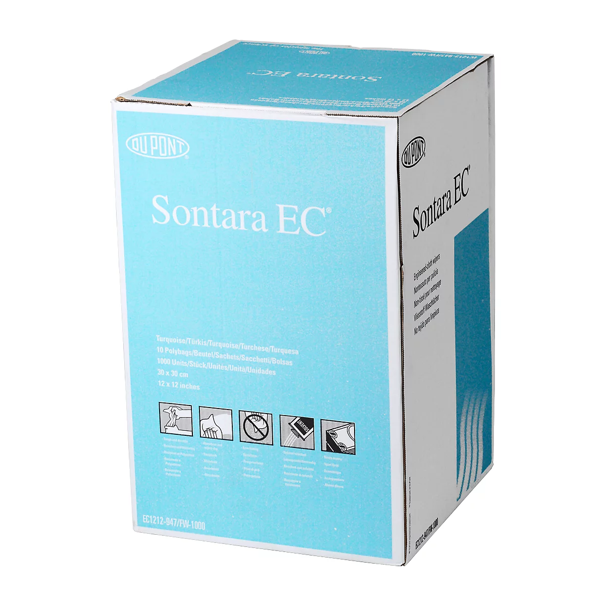 Chiffons crêpé EC Sontara®, turquoise, 1000 lingettes/boîte