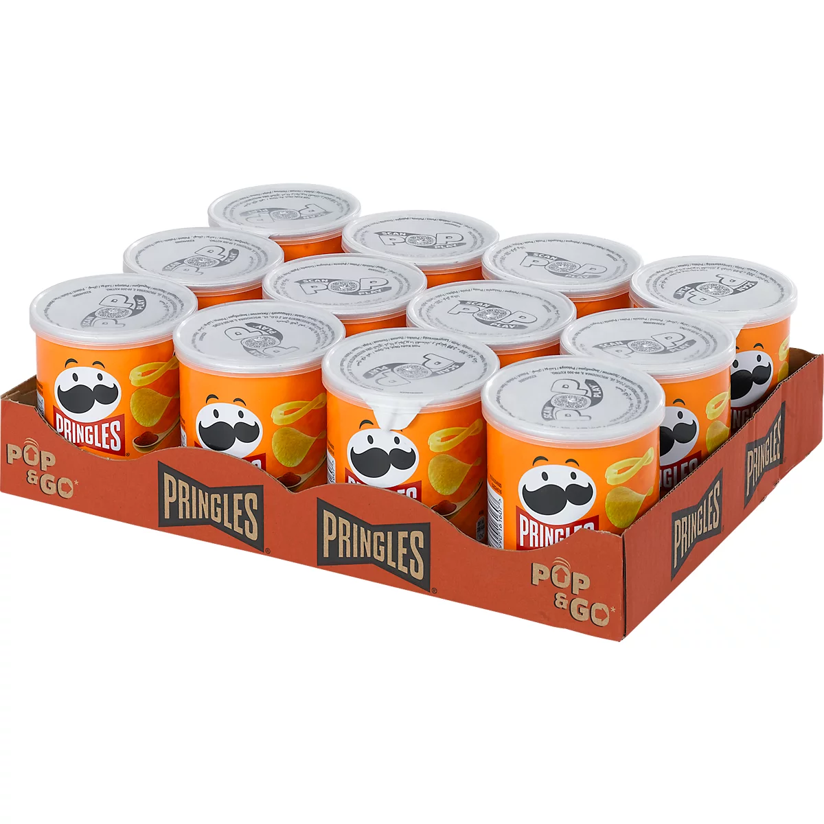 Chips Pringles Sweet Paprika, vegane Kartoffelchips mit Paprika-Geschmack, 12 Dosen mit jeweils 40 g, in Karton