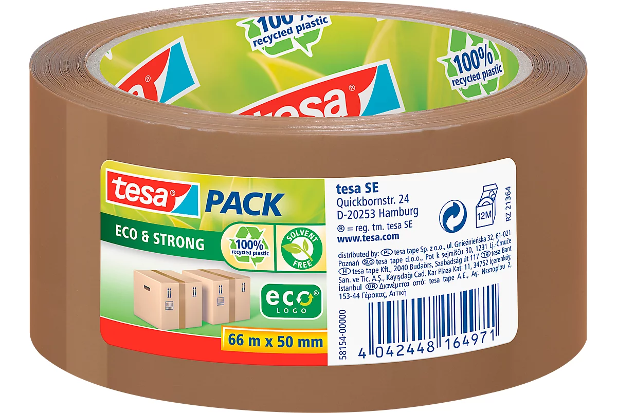 Cinta adhesiva de embalaje tesapack® Eco & Strong, 6 rollos, marrón