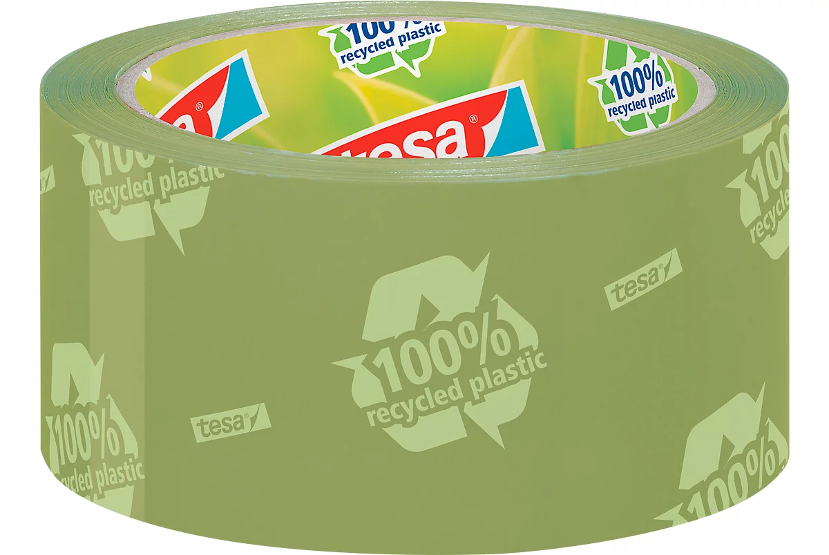 Cinta adhesiva de embalaje tesapack® Eco & Strong, 6 rollos, verde (impreso)