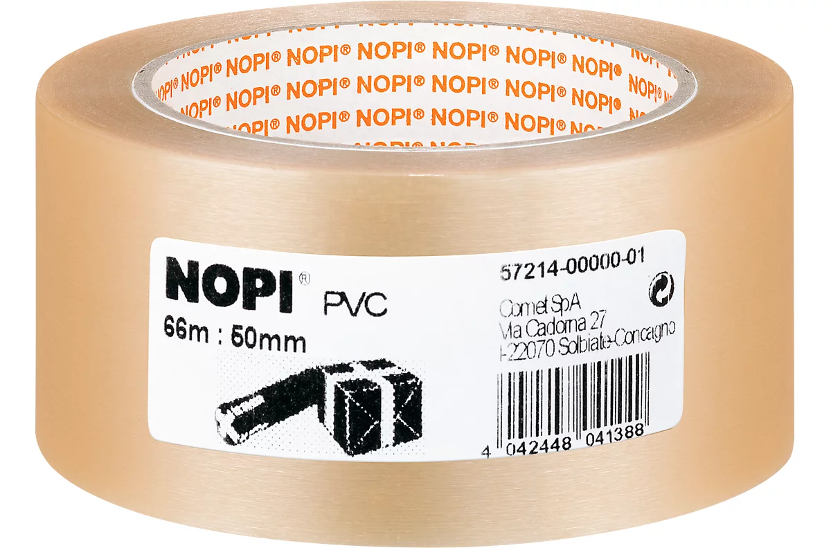 Cinta de embalaje de PVC Nopi 57214, transparente, 50 mm, 6 rollos