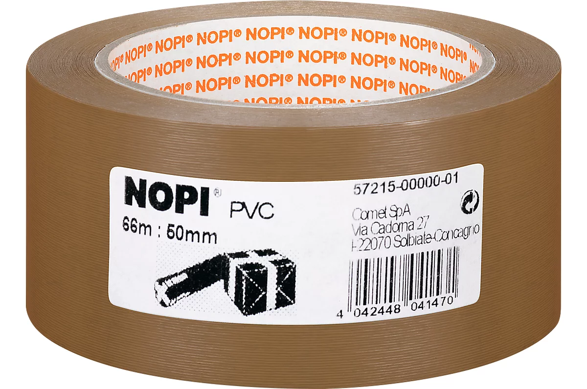 Cinta de embalaje de PVC Nopi 57215, marrón, 50 mm, 6 rollos