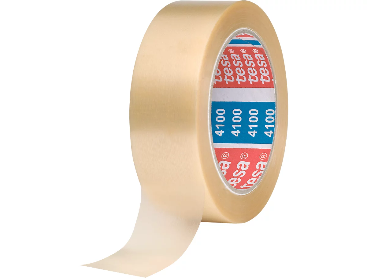 Cinta de embalaje de PVC tesa® 4100, transparente, 38 mm, 8 rollos