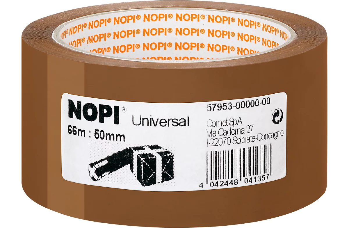 Cinta de embalaje NOPI universal, 66 m x 50 mm, marrón