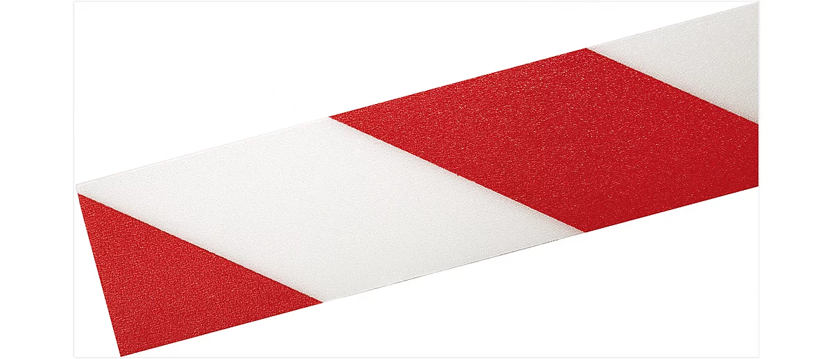 Cinta de señalización de suelos Durable, bicolor, autoadherente, 30 m de largo, rojo/blanco