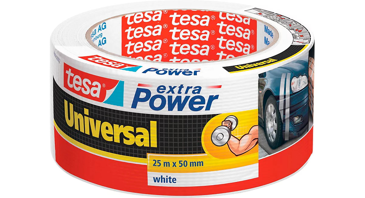 Cinta universal tesa® Extra Power, blanca, 25 m