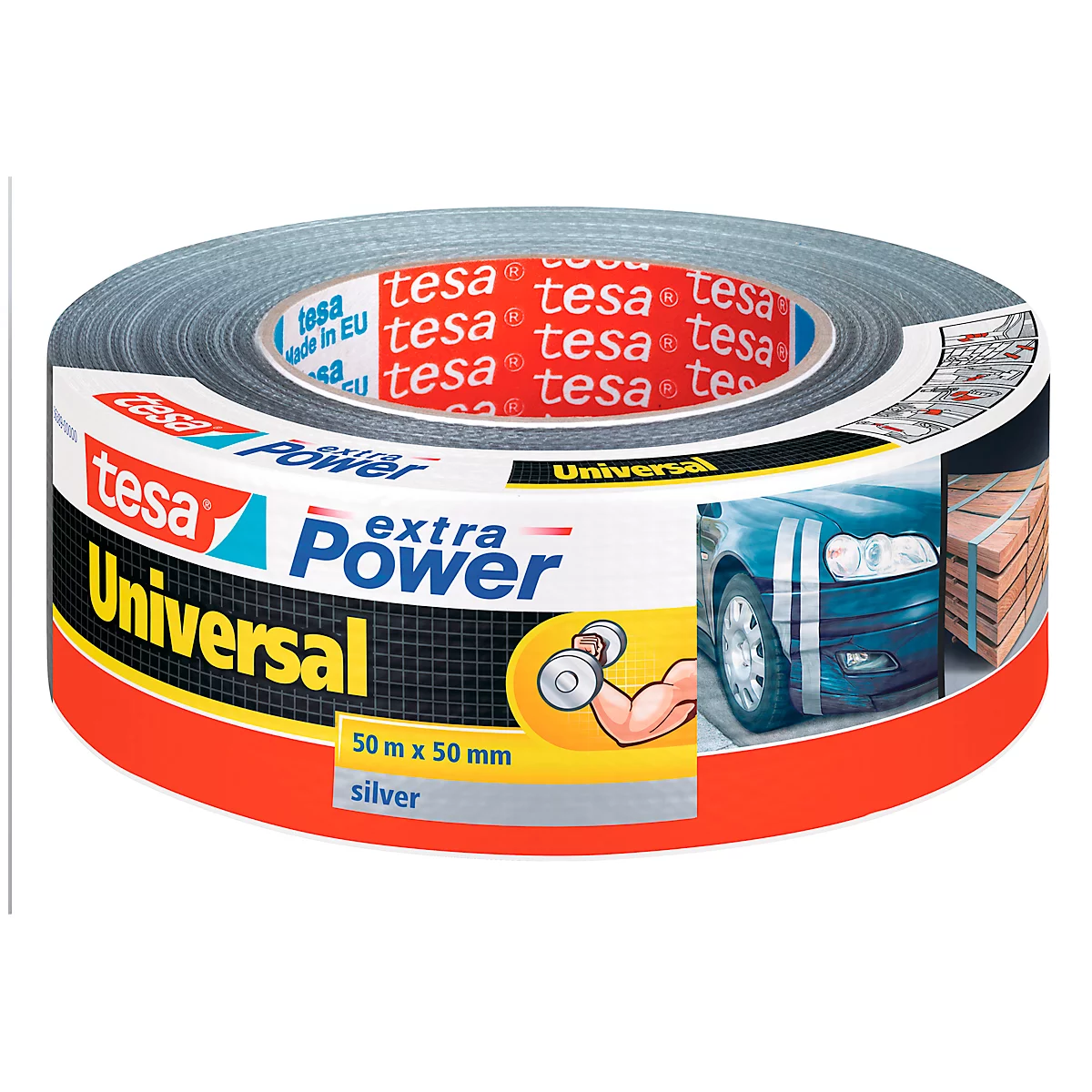 Cinta universal tesa® Extra Power, plata, 50 m