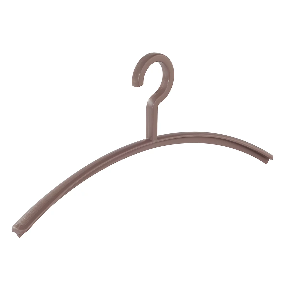 Cintre marron clair, avec crochet pour accrocher sur une barre.