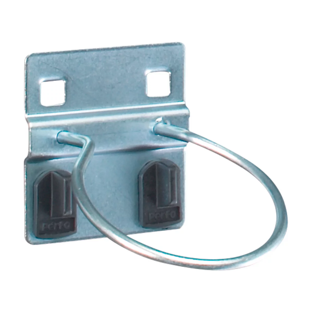 Metal wall mount with loop and two plastic holders.