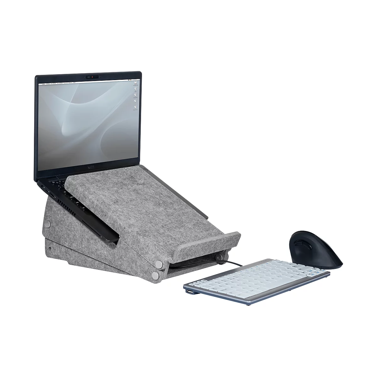 Circular-Line Laptopständer Bakker Elkhuizen Ergo-Top 320, 60% recyceltes Material, B 215 x H 140 x T 350, lichtgrau