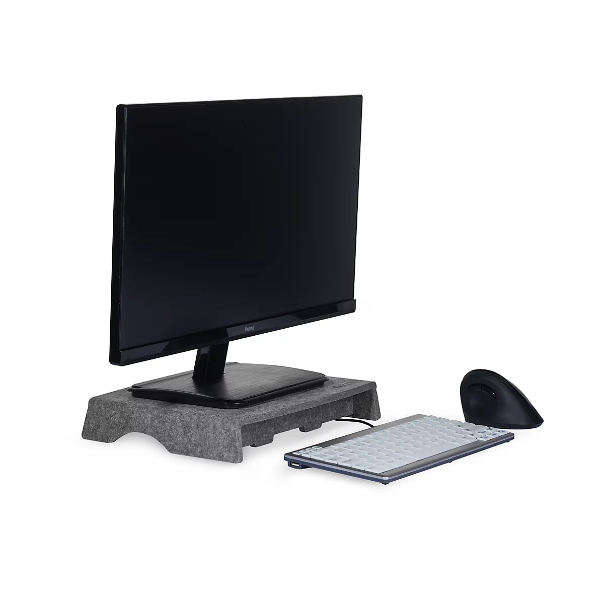 Circular-Line Monitorständer Bakker Elkhuizen Q-riser 50, aus 60% recyceltem Material, B 300 x T 250 x H 50 mm, lichtgrau