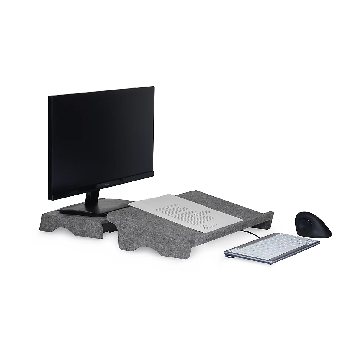 Circular-Line Monitorständer Bakker Elkhuizen Q-riser 50, aus 60% recyceltem Material, B 300 x T 250 x H 50 mm, lichtgrau