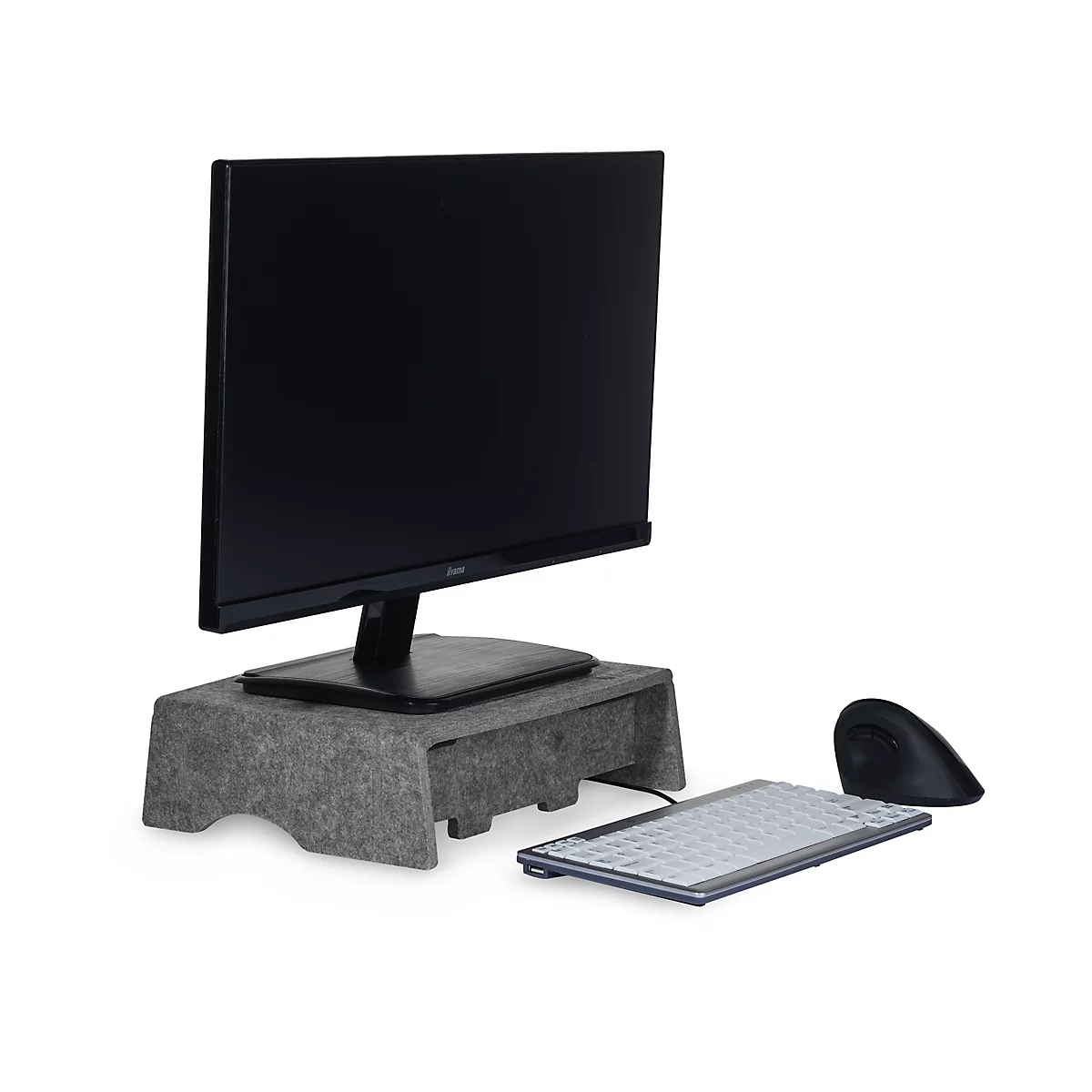 Circular-Line Monitorständer Bakker Elkhuizen Q-riser 90, aus 60% recyceltem Material, B 300 x T 250 x H 90 mm, lichtgrau