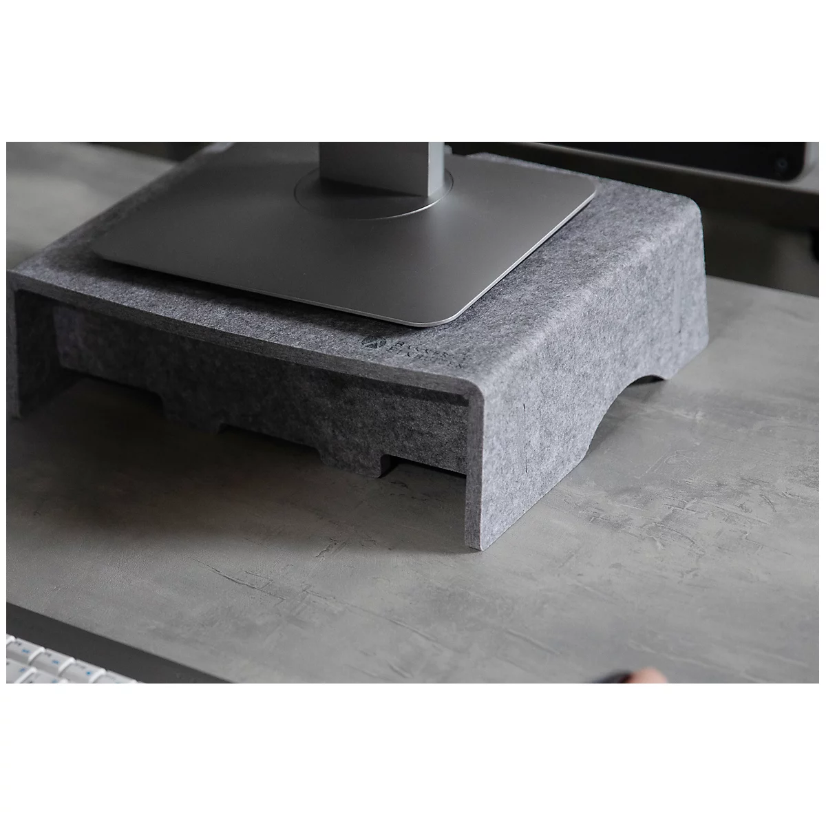 Circular-Line Monitorständer Bakker Elkhuizen Q-riser 90, aus 60% recyceltem Material, B 300 x T 250 x H 90 mm, lichtgrau