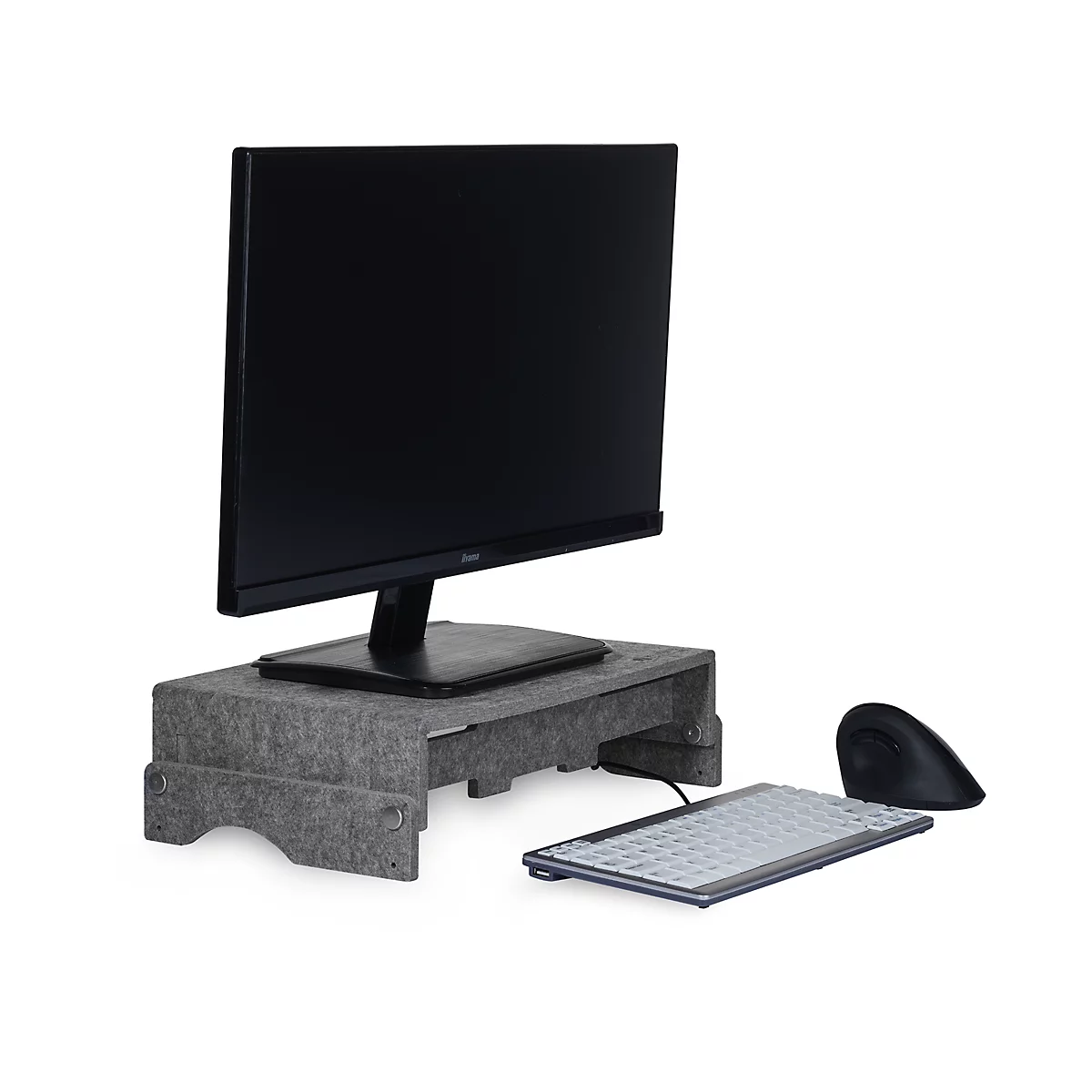 Circular-Line Monitorständer BakkerElkhuizen Q-riser 110, aus 60% recyceltem Material, B 375 x H 75 x T 250 mm, lichtgrau