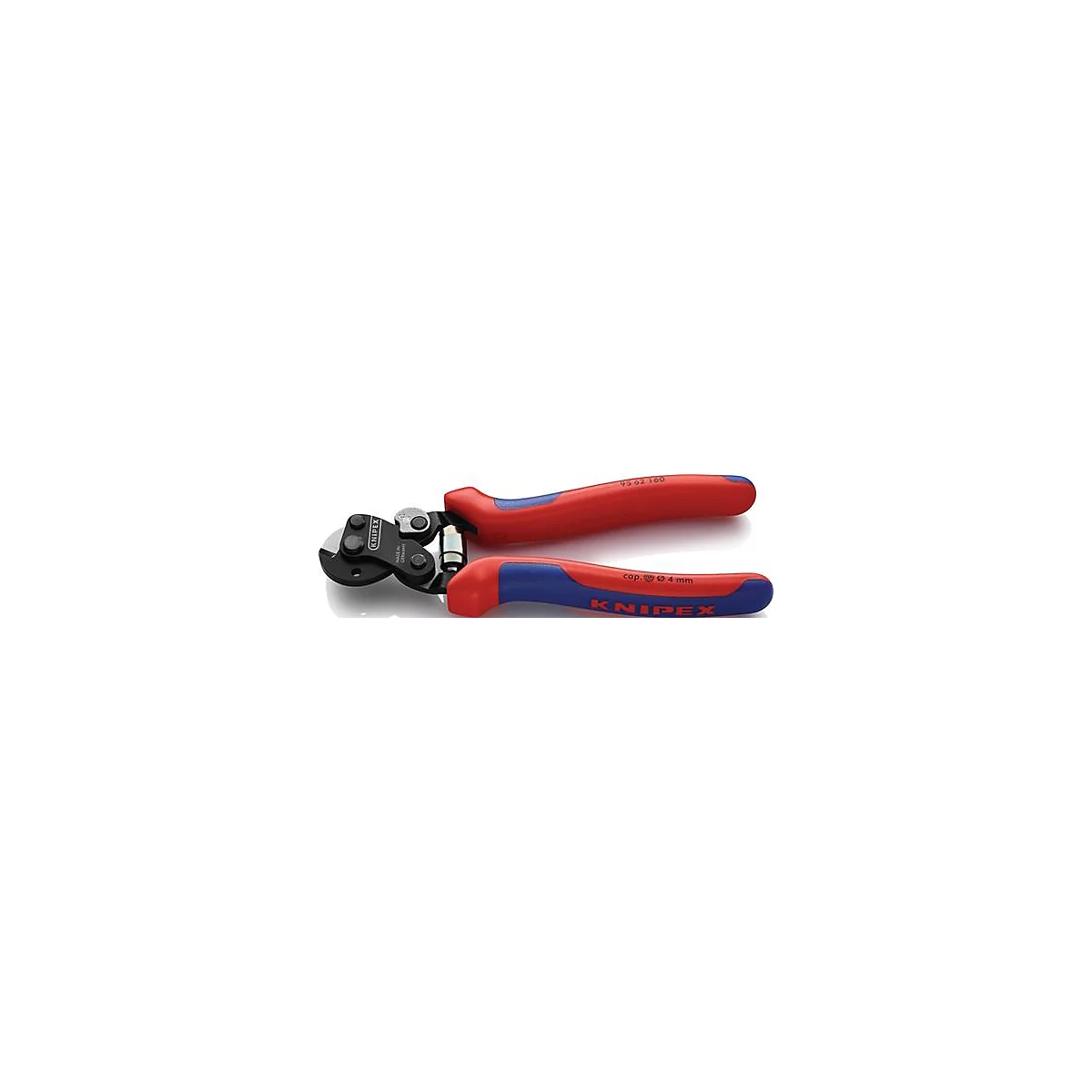 Pince rouge et bleue avec une tête noire. Le texte "KNIPEX" est visible.