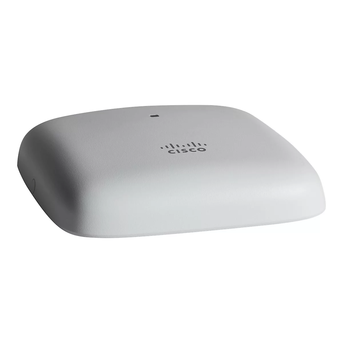 Grauer, abgerundeter WLAN-Access-Point mit Cisco-Logo.