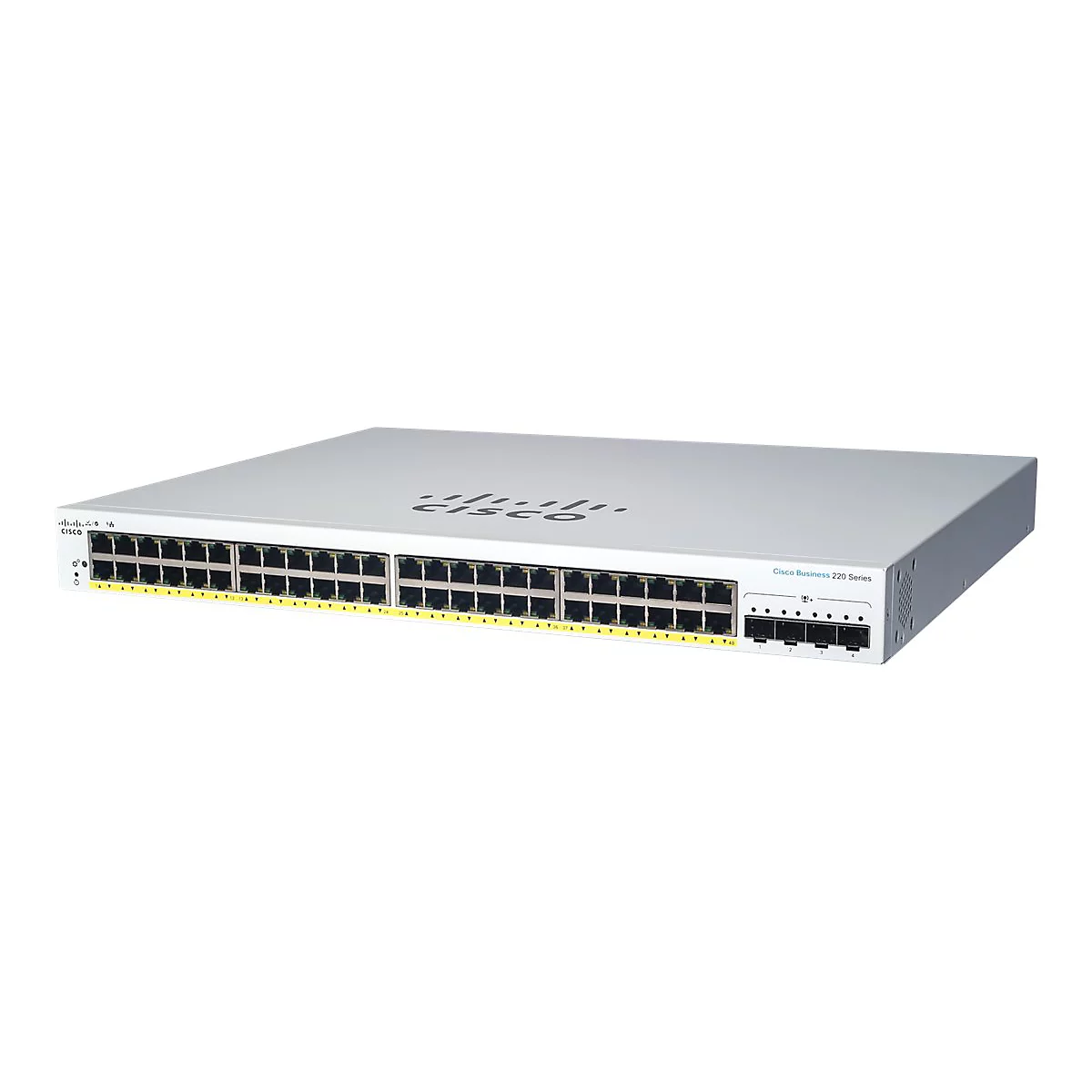 Hellgrauer Cisco Business 220 Series Switch, viele Ports.