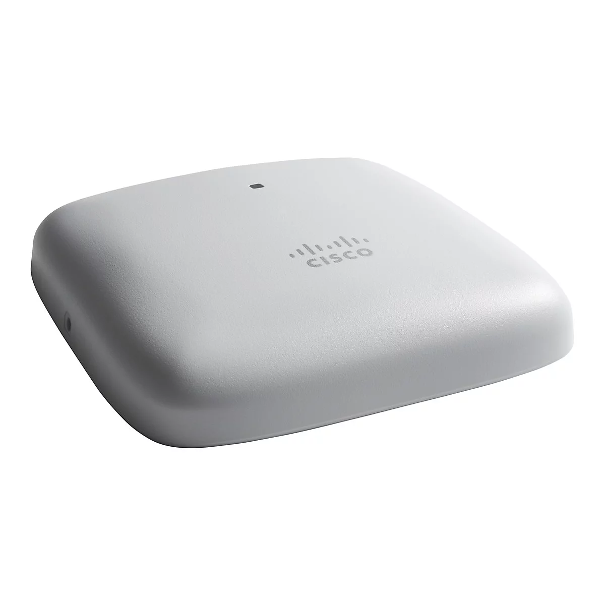 Hellgrauer Cisco Access Point vor weißem Hintergrund. Oberseite mit Cisco-Logo und Kontrollleuchten.