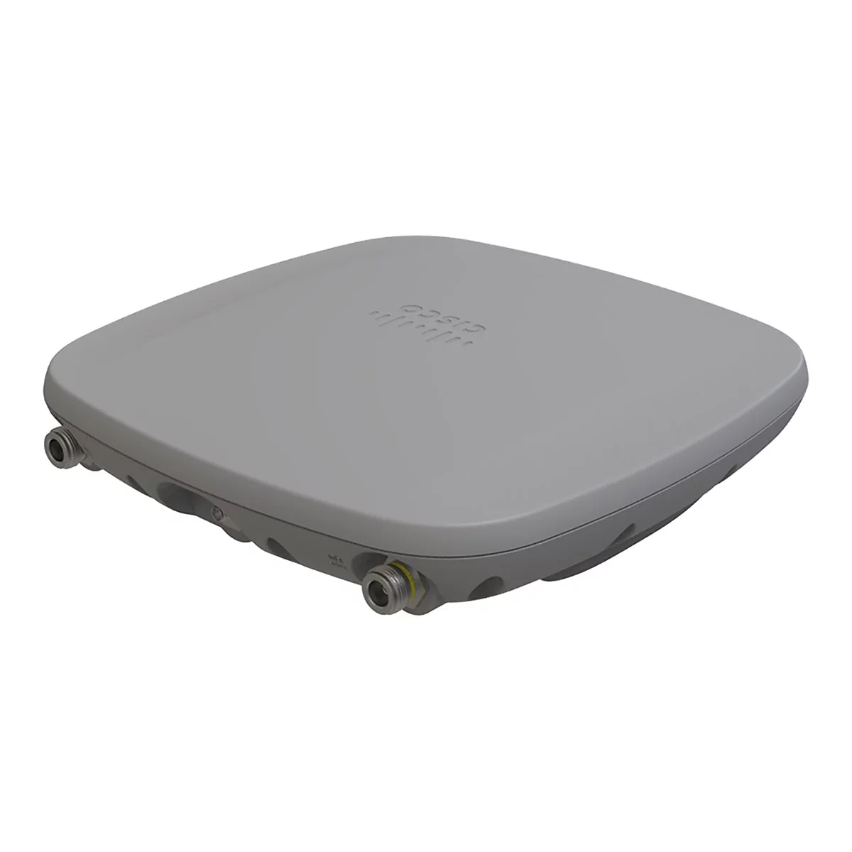 Grauer, quadratischer Cisco-WLAN-Access-Point. Oben Logo, an den Seiten Anschlüsse.