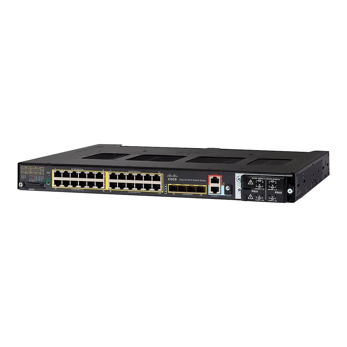 Cisco Industrial Ethernet 4010 Series - Switch - managed - 24 x 10/100/1000 (PoE+) + 4 x 10/100/1000/SFP (Uplink) - an DIN-Schiene montierbar - TAA-konform