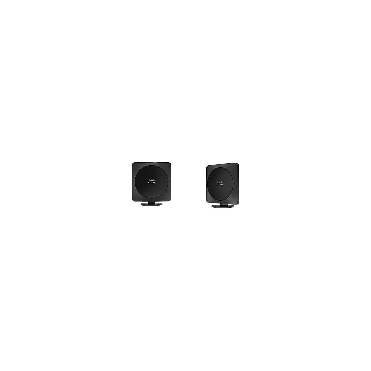 Deux appareils noirs carrés sur fond blanc. Avec le logo 'Cisco'.