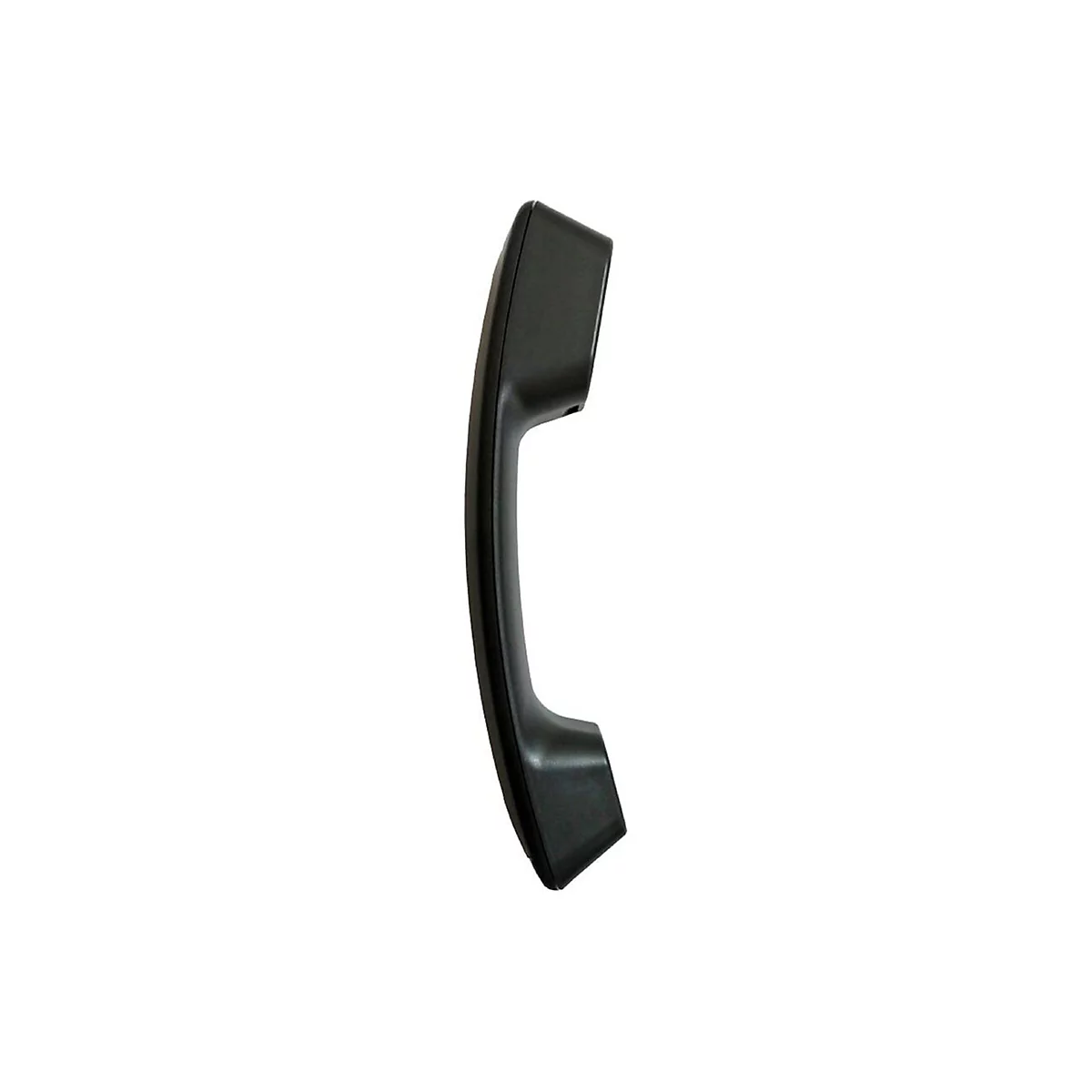 Combiné téléphonique noir sur fond blanc.
