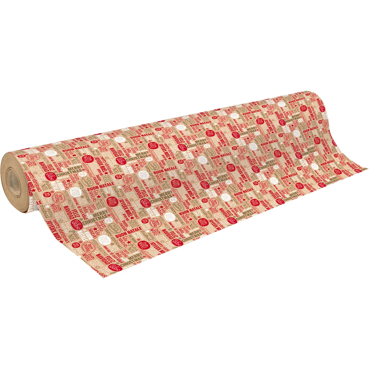 Clairefontaine kerstpapier, 1 rol met L 50 m x B 700 mm, aan 1 zijde bedrukt, kraftpapier, bruinrood