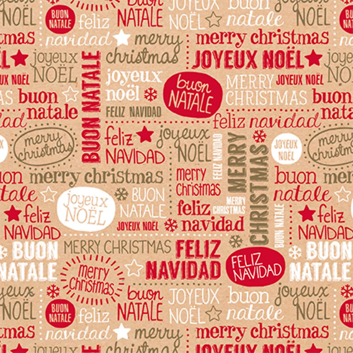 Clairefontaine kerstpapier, 1 rol met L 50 m x B 700 mm, aan 1 zijde bedrukt, kraftpapier, bruinrood