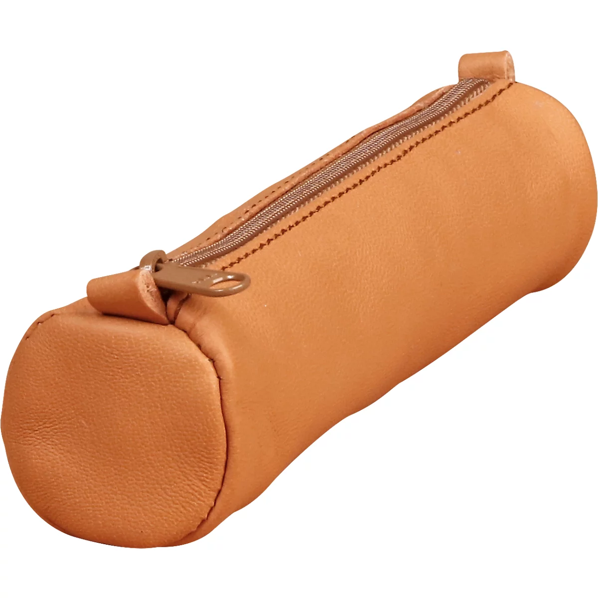 CLAIREFONTAINE Schlampermäppchen Age Bag, Ø 4 x L 18,5 cm, Echtleder, Reissverschluss, rund, braun