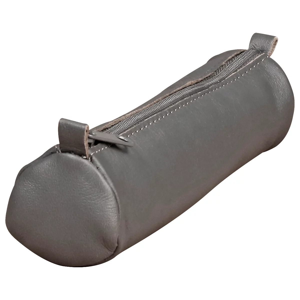 CLAIREFONTAINE Schlampermäppchen Age Bag, Ø 4 x L 18,5 cm, Echtleder, Reissverschluss, rund, grau