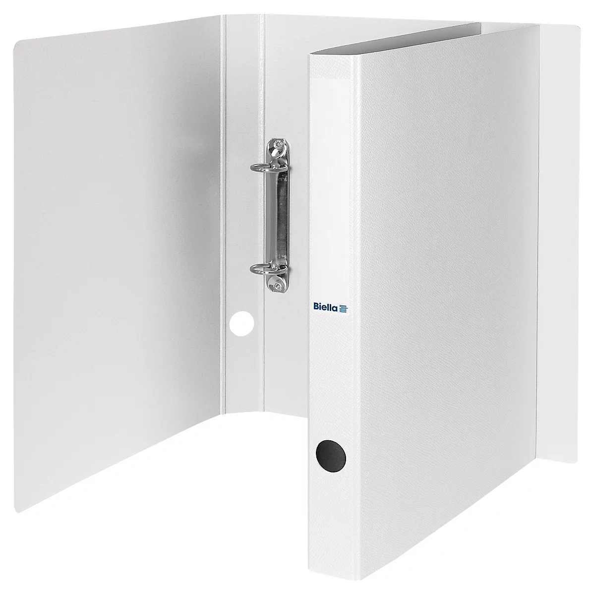 Classeur à anneaux Biella Viria®, pour DIN A4, jusqu'à 150 feuilles, 2 anneaux Ø 25 mm, avec trou de préhension, L 255 x l 31 x H 320 mm, carton, blanc